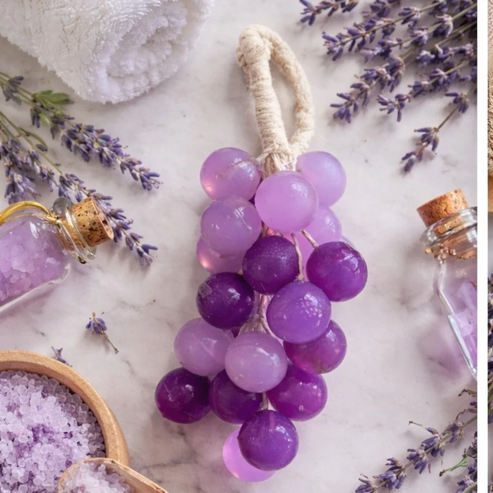 Purple Decor Lavender Grape Vine Soap Natural Handmade Organic Essential Oils - Picture 3 of 3